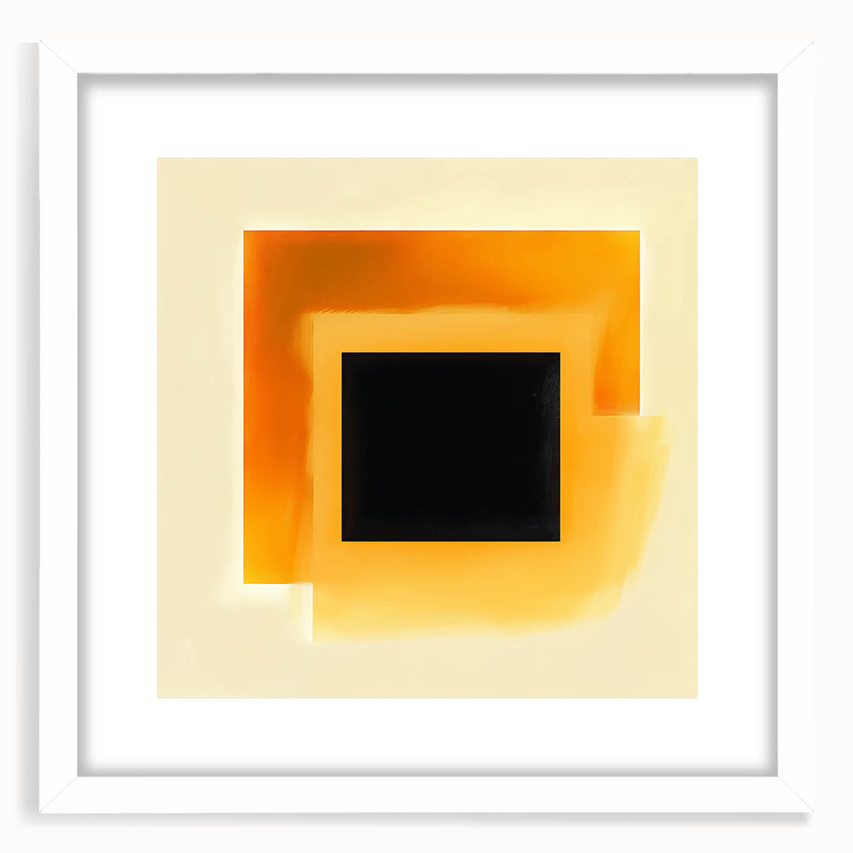 Abstract Art Prints – Black Square with Glowing Orange Gradient