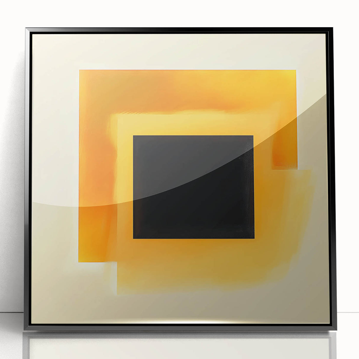 Abstract Art Prints – Black Square with Glowing Orange Gradient
