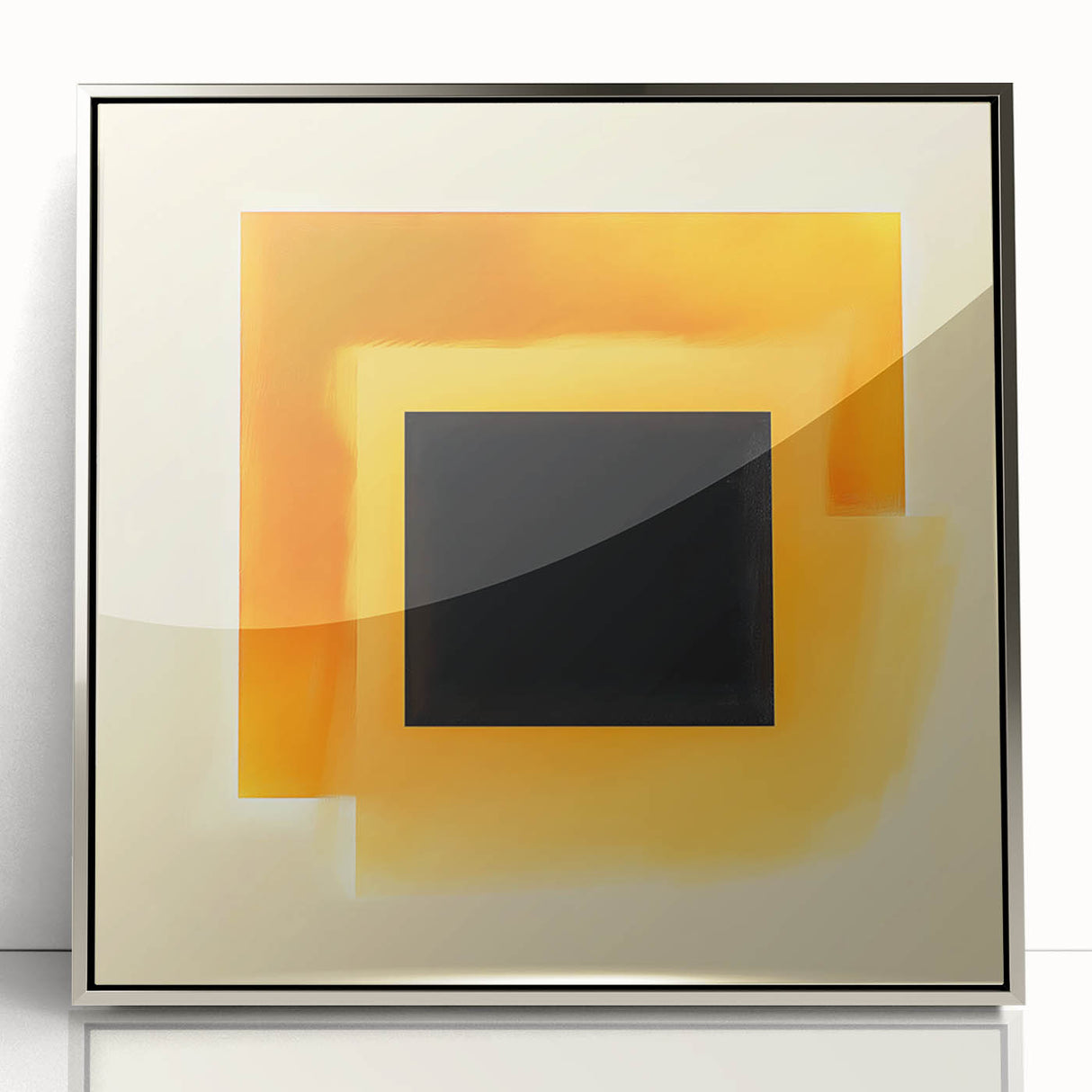 Abstract Art Prints – Black Square with Glowing Orange Gradient