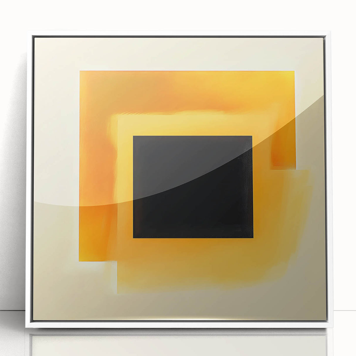 Abstract Art Prints – Black Square with Glowing Orange Gradient