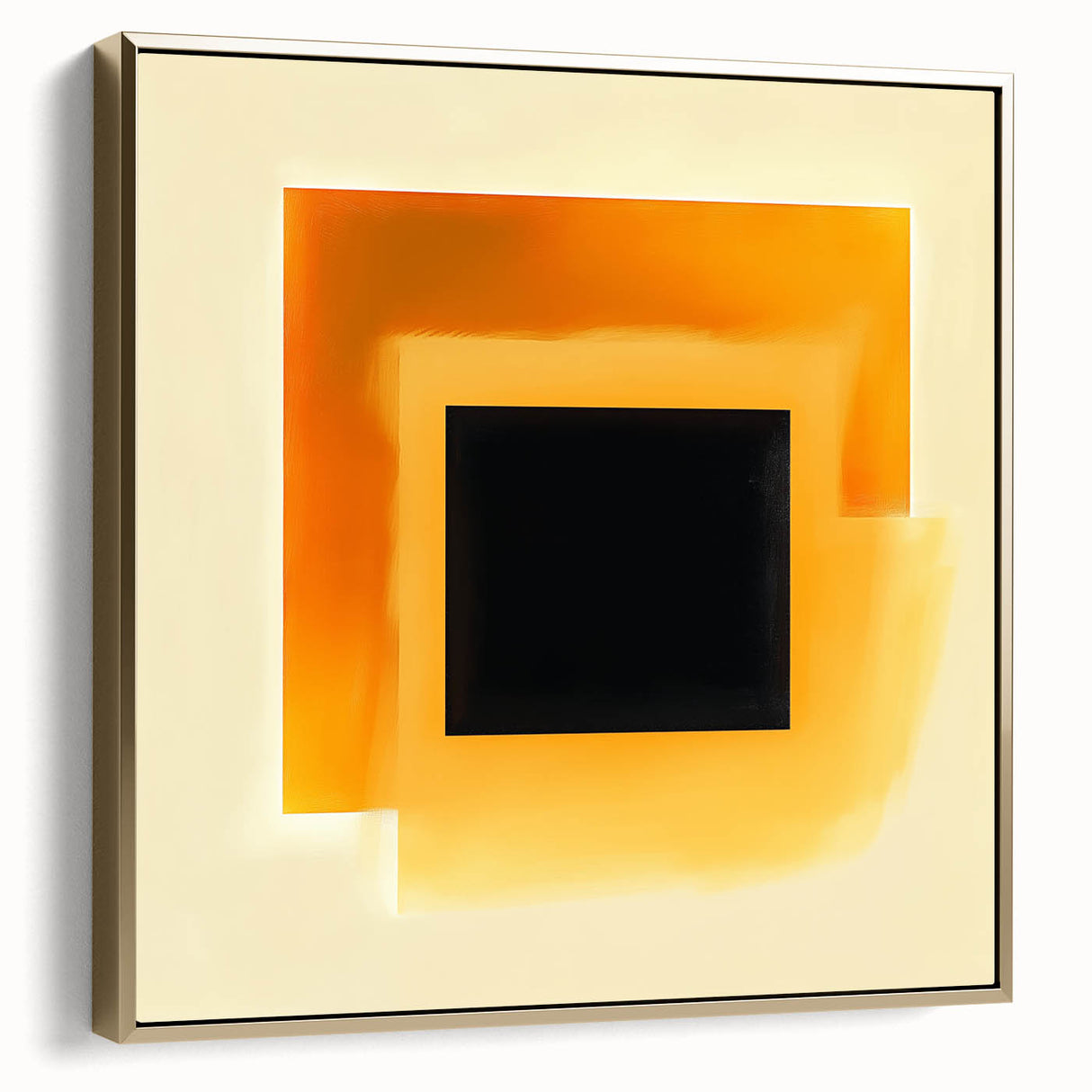 Abstract Art Prints – Black Square with Glowing Orange Gradient