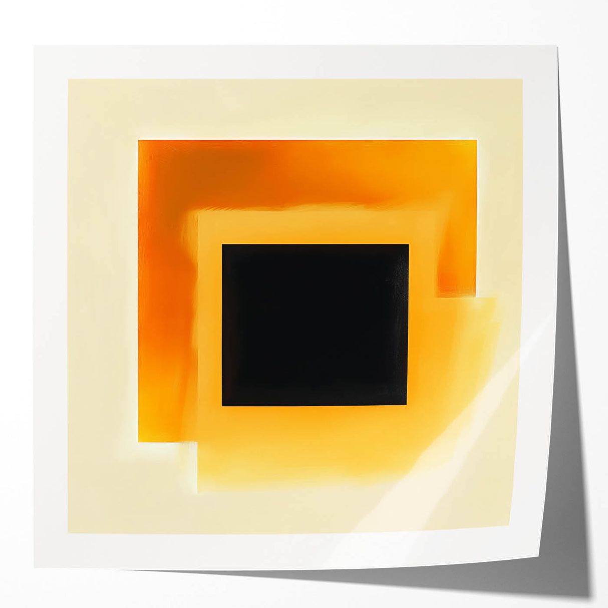 Abstract Art Prints – Black Square with Glowing Orange Gradient