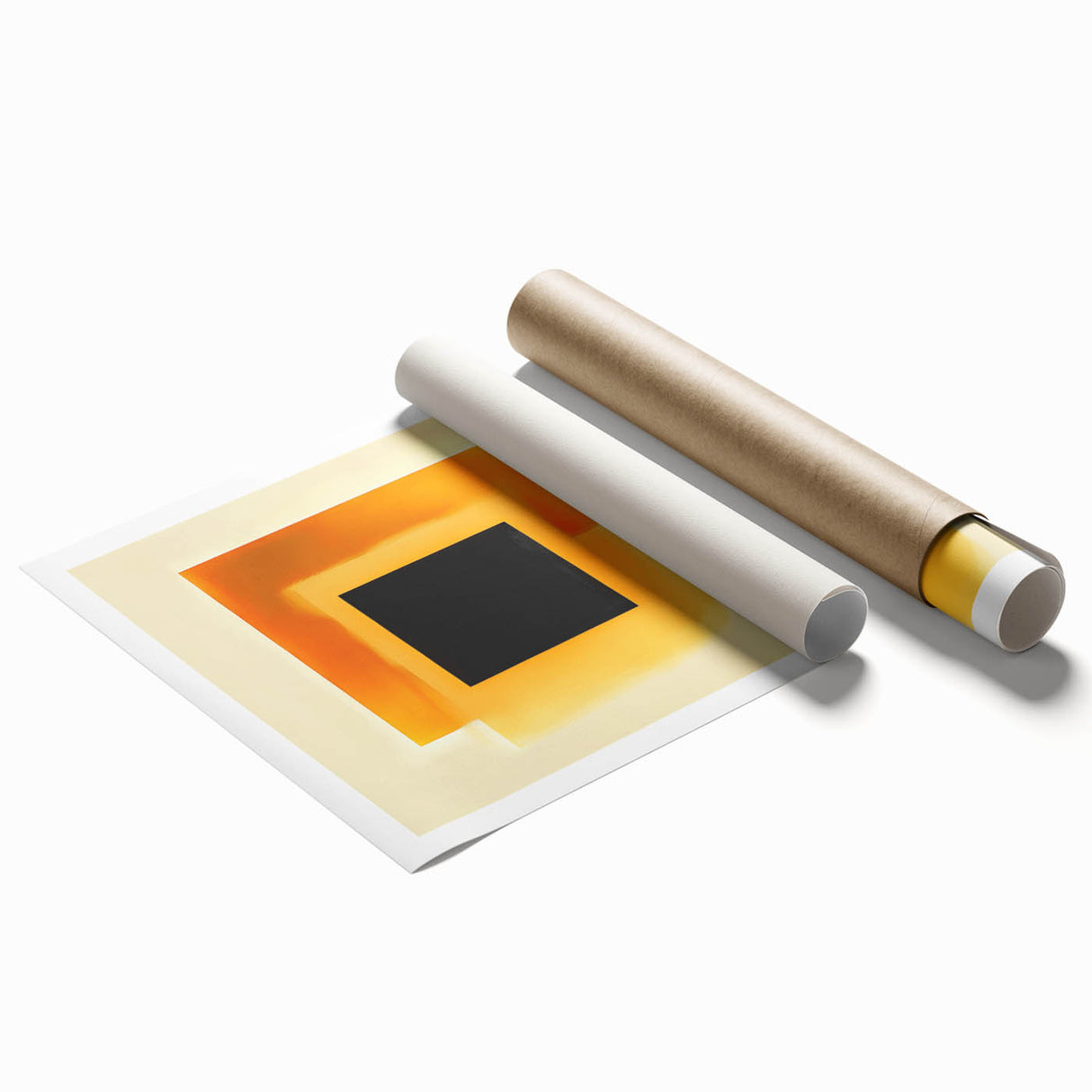 Abstract Art Prints – Black Square with Glowing Orange Gradient
