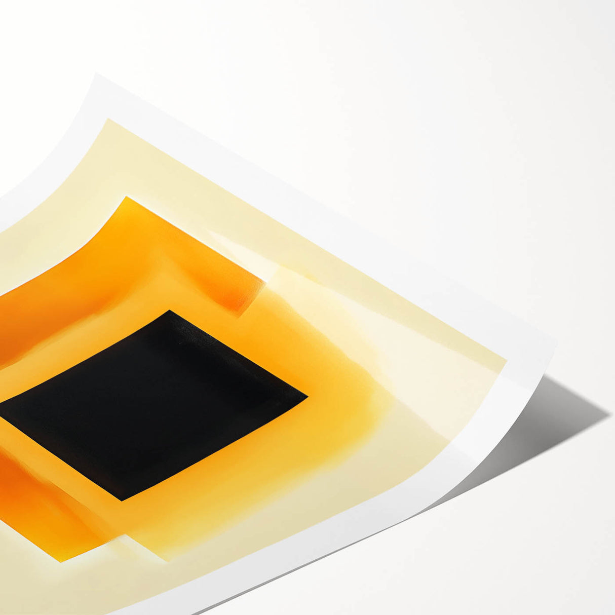 Abstract Art Prints – Black Square with Glowing Orange Gradient