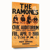 Ramones Retro Poster - 1980 Santa Cruz Concert Art - Civic Auditorium