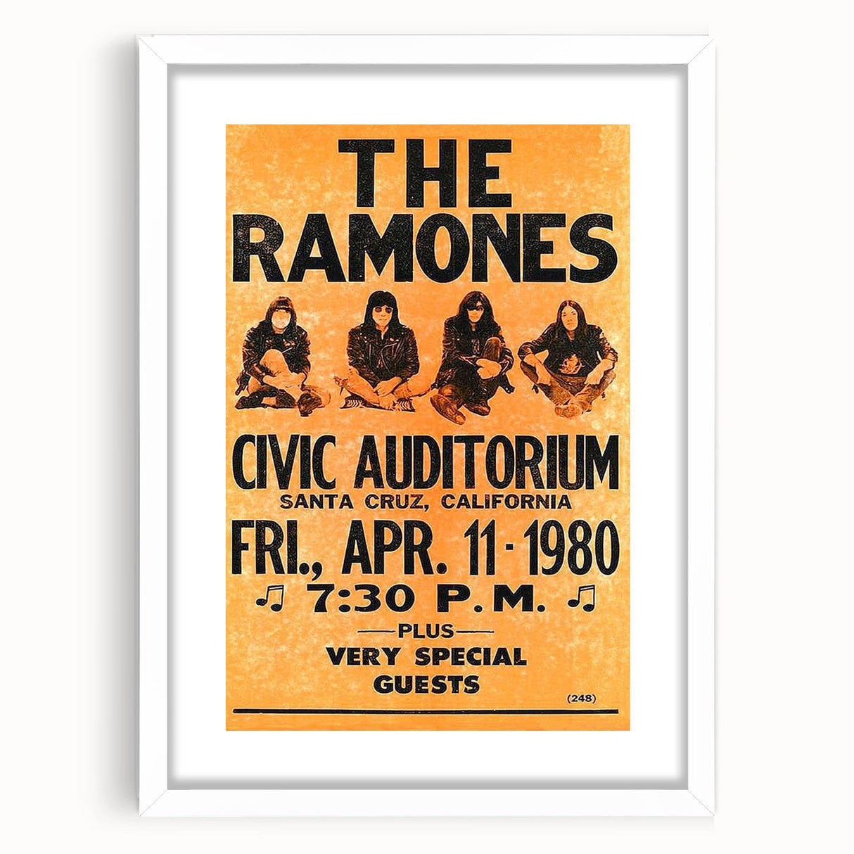 Ramones Retro Poster - 1980 Santa Cruz Concert Art - Civic Auditorium