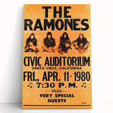 Ramones Retro Poster - 1980 Santa Cruz Concert Art - Civic Auditorium