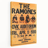 Ramones Retro Poster - 1980 Santa Cruz Concert Art - Civic Auditorium