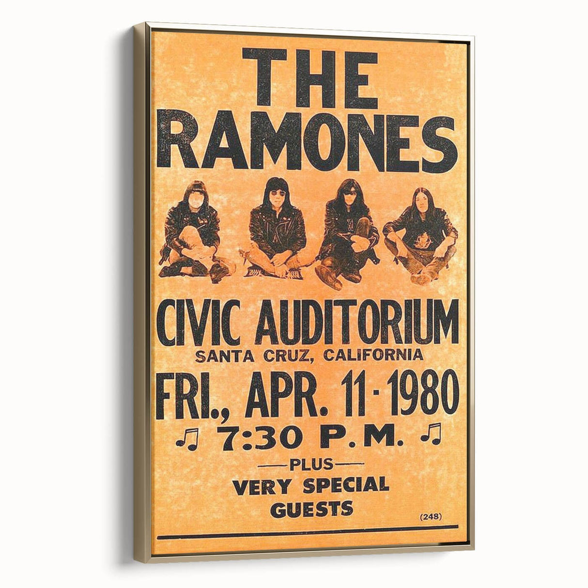Ramones Retro Poster - 1980 Santa Cruz Concert Art - Civic Auditorium