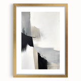 Abstract minimalist wall art framed in gold, featuring soft neutral tones and geometric shapes, perfect for modern home decor. Stylish design enhances any interior space.