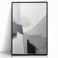 Framed minimalist abstract wall art in black acrylic showcasing geometric shapes and smooth lines, perfect for contemporary home decor.