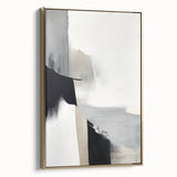 Framed abstract minimalist wall art featuring a gold accent design, showcased in a side view against a neutral background, perfect for modern decor.