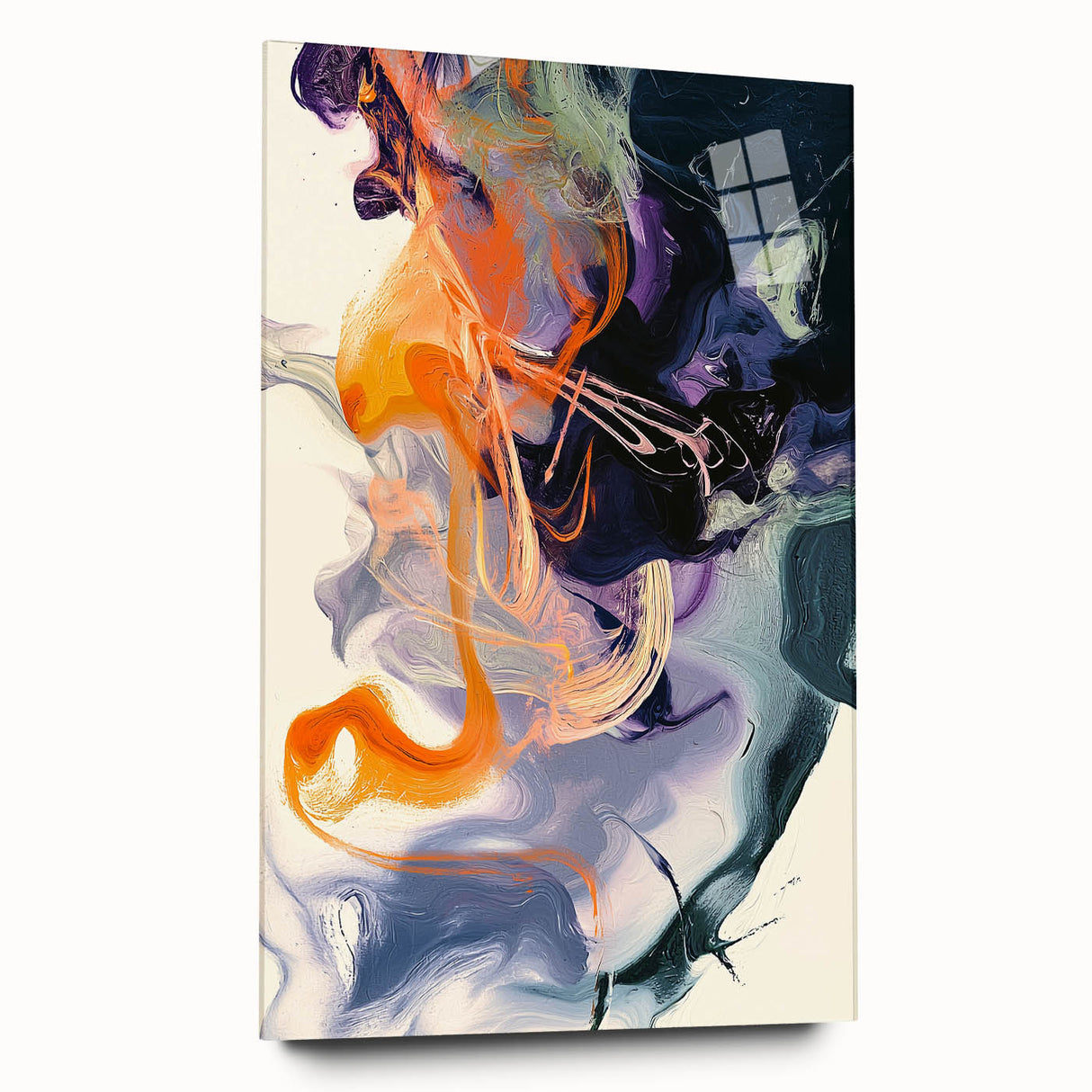Large Abstract Wall Art – Bold Vertical Swirl in Orange and Purple