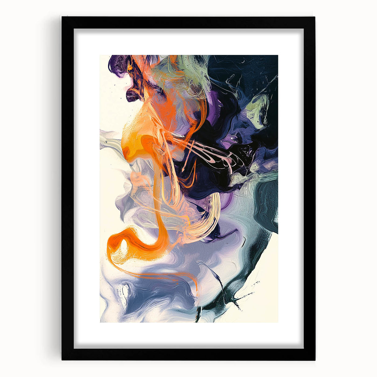 Large Abstract Wall Art – Bold Vertical Swirl in Orange and Purple