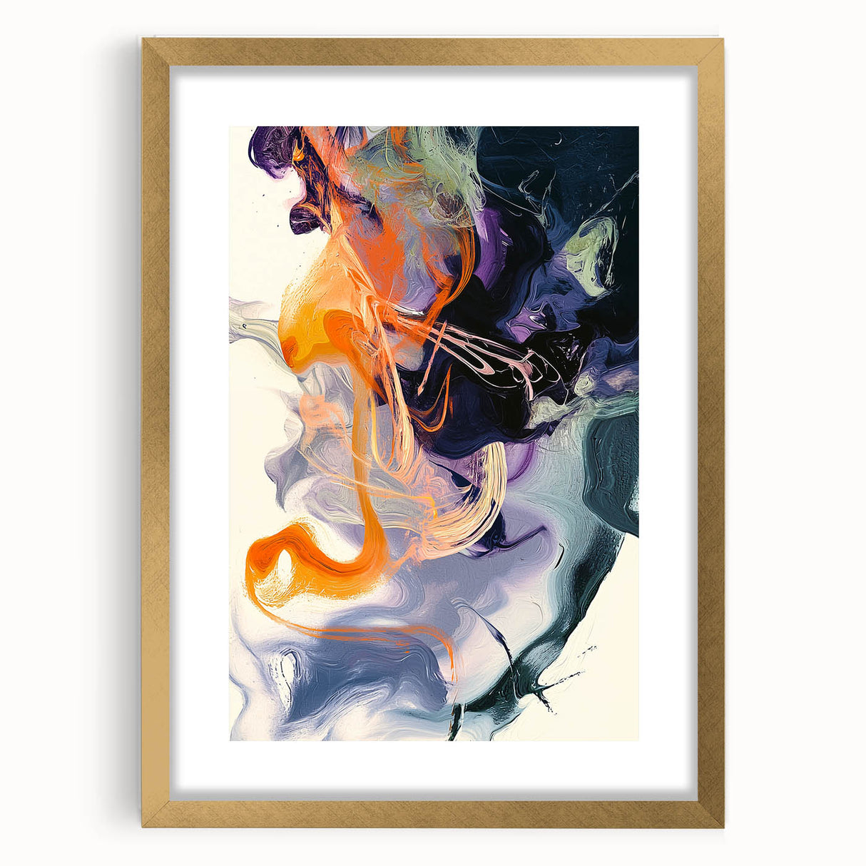Large Abstract Wall Art – Bold Vertical Swirl in Orange and Purple
