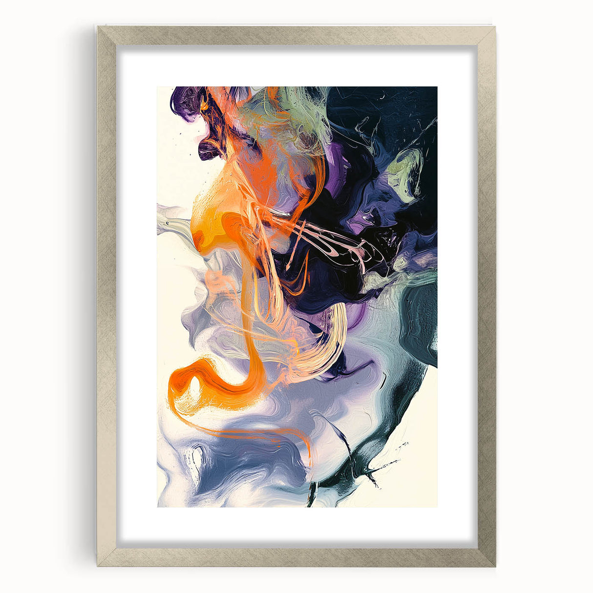 Large Abstract Wall Art – Bold Vertical Swirl in Orange and Purple