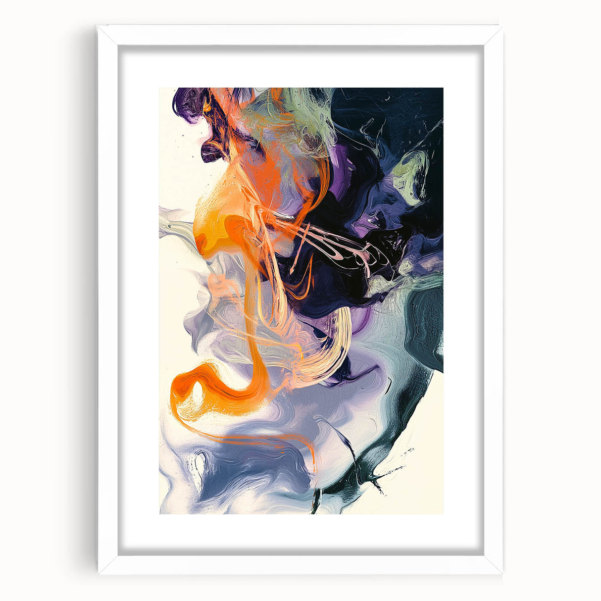 Large Abstract Wall Art – Bold Vertical Swirl in Orange and Purple