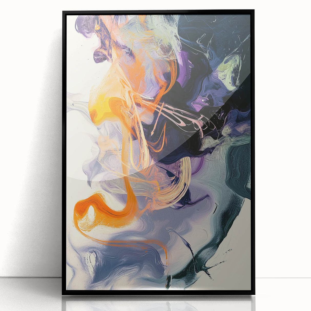 Large Abstract Wall Art – Bold Vertical Swirl in Orange and Purple