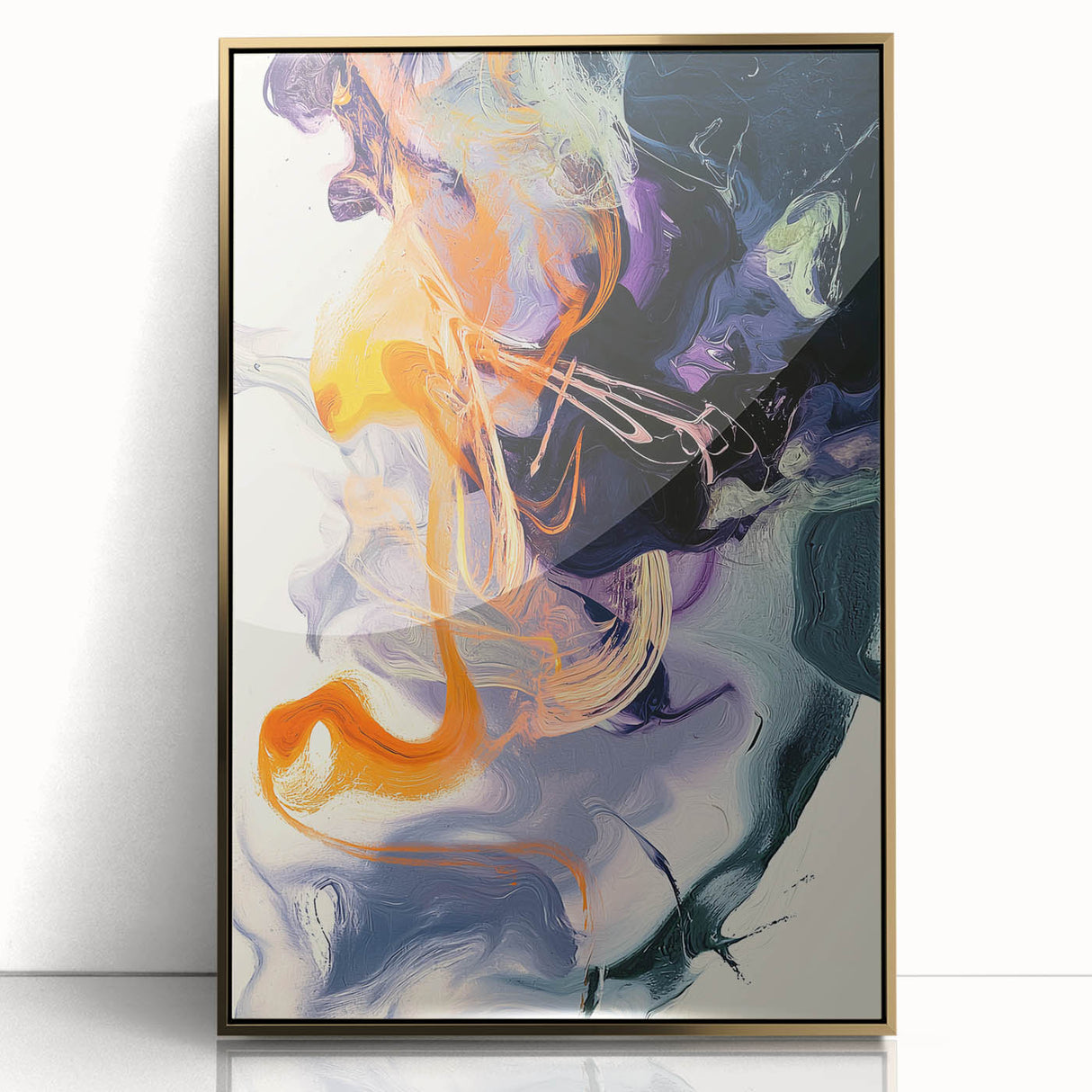 Large Abstract Wall Art – Bold Vertical Swirl in Orange and Purple