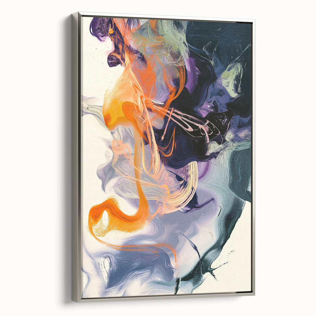 Large Abstract Wall Art – Bold Vertical Swirl in Orange and Purple