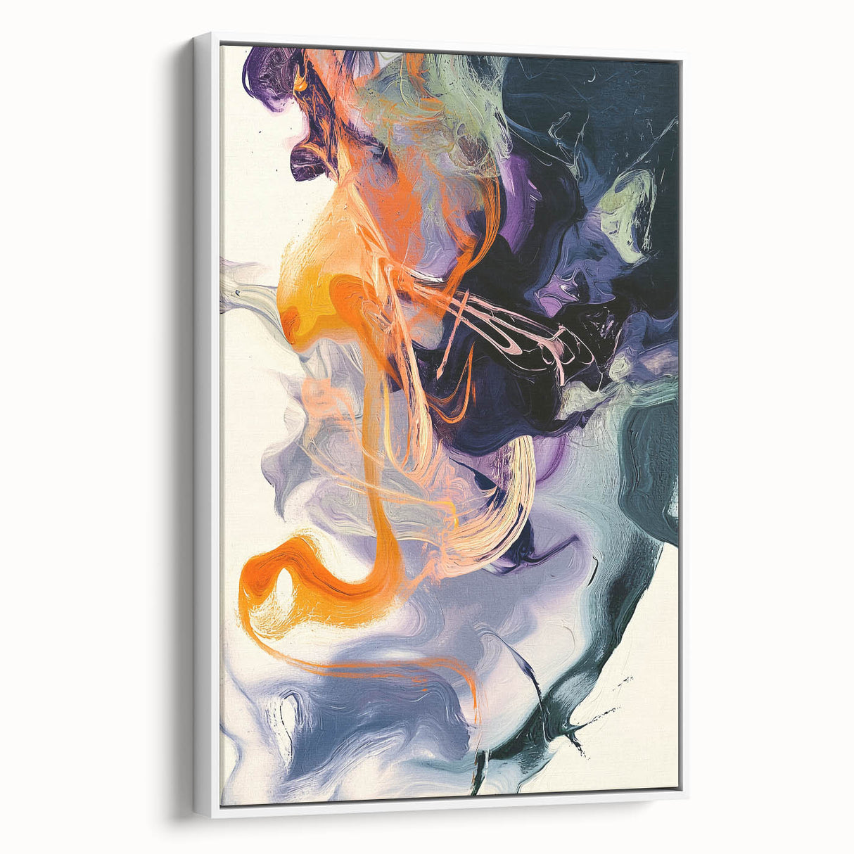 Large Abstract Wall Art – Bold Vertical Swirl in Orange and Purple