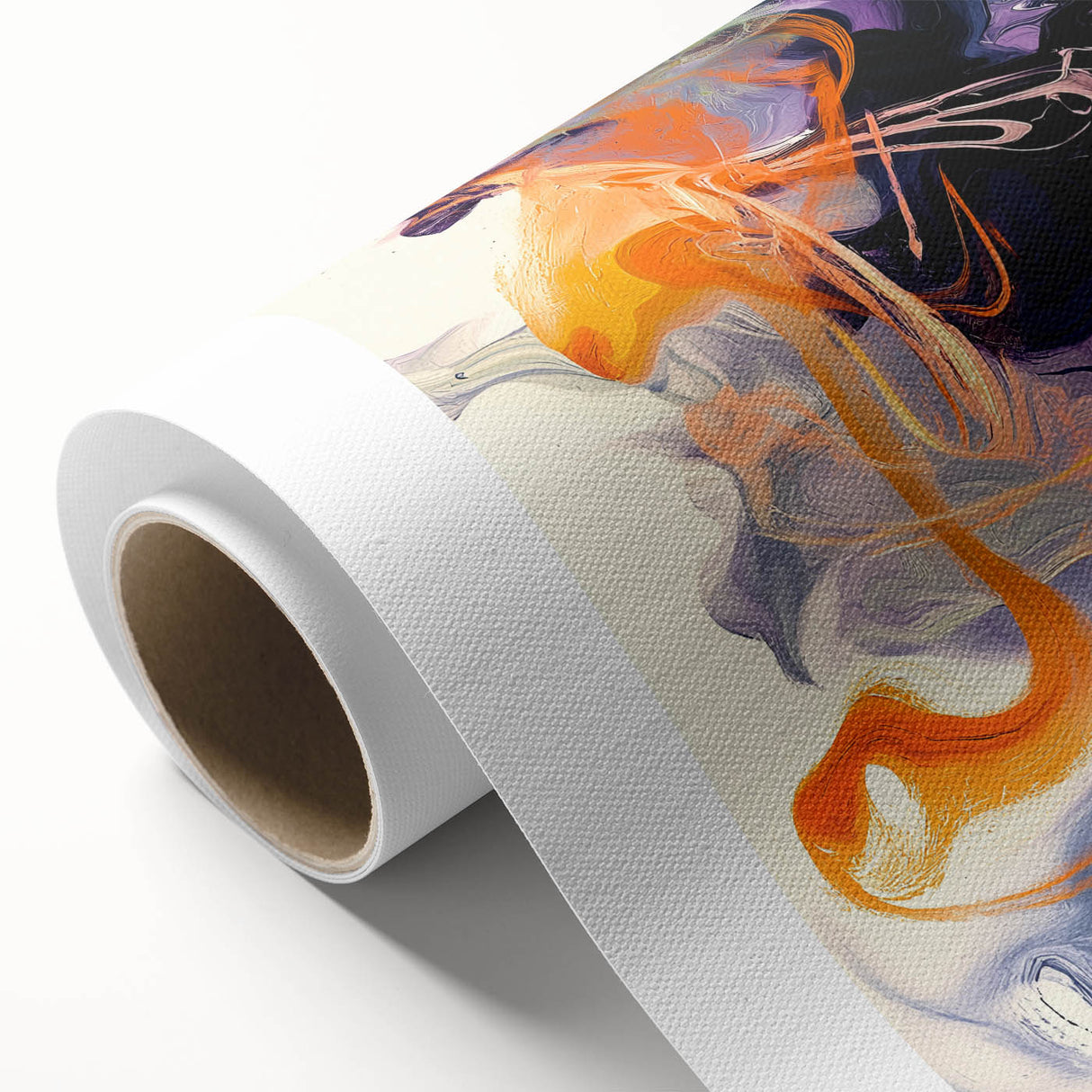 Large Abstract Wall Art – Bold Vertical Swirl in Orange and Purple