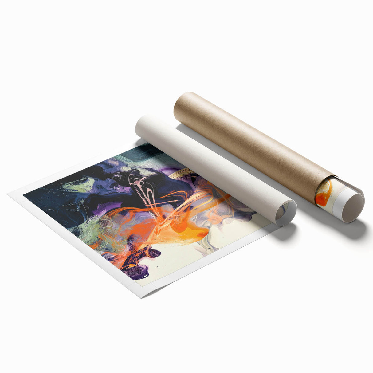 Large Abstract Wall Art – Bold Vertical Swirl in Orange and Purple
