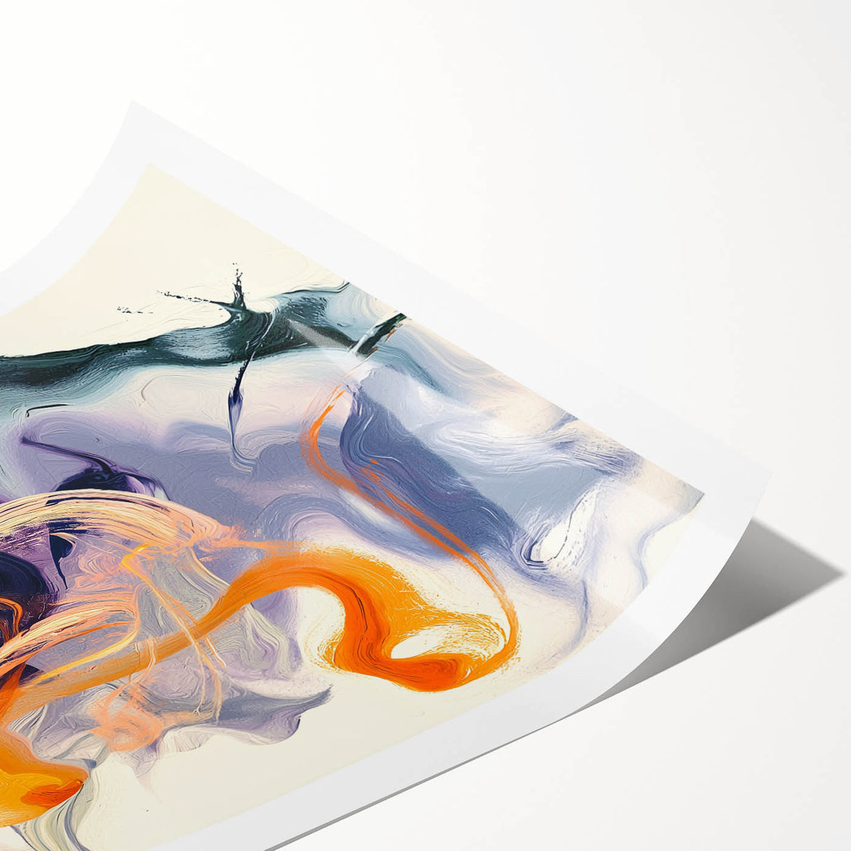 Large Abstract Wall Art – Bold Vertical Swirl in Orange and Purple