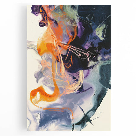 Large Abstract Wall Art – Bold Vertical Swirl in Orange and Purple