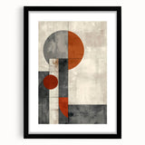 Black-framed minimalist wall art featuring an abstract design, elegantly presented with a white mat, perfect for enhancing modern home decor.