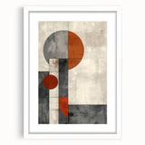 Abstract minimalist wall art framed in white with a mat, showcasing soft geometric patterns in muted colors. Ideal for modern home decor.