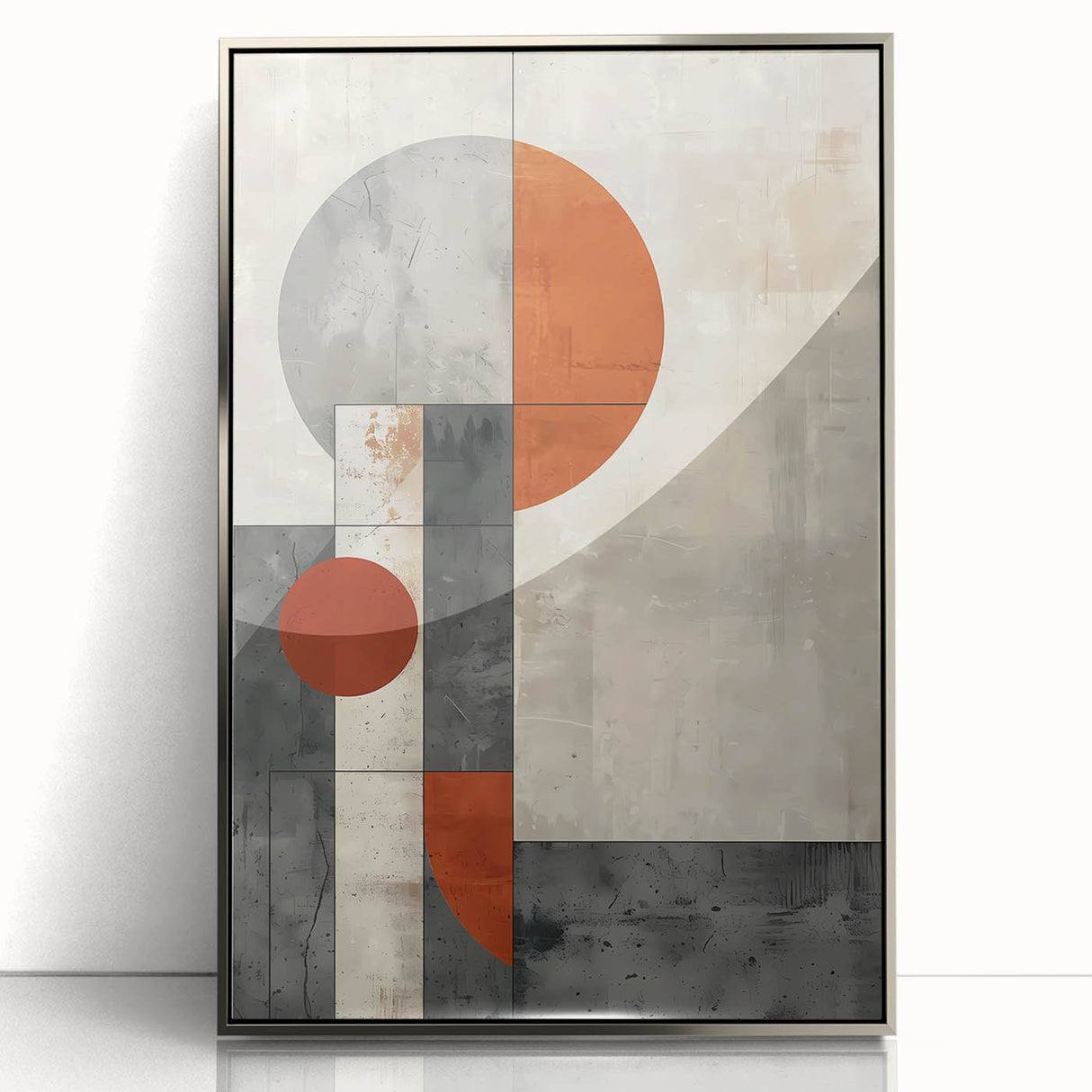 Framed acrylic wall art with an abstract minimalist design in silver tones, perfect for modern decor. Showcases sleek lines and elegant simplicity, ideal for enhancing any interior space.