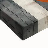 Close-up of a stretched canvas showcasing an abstract minimalist design with soft pastel colors and fluid shapes, perfect for modern home decor accents.