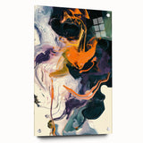 Colorful Abstract Wall Art – Expressive Orange and Dark Green Swirl