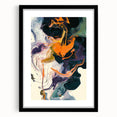 Colorful Abstract Wall Art – Expressive Orange and Dark Green Swirl
