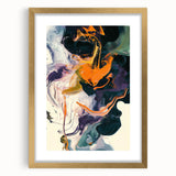 Colorful Abstract Wall Art – Expressive Orange and Dark Green Swirl