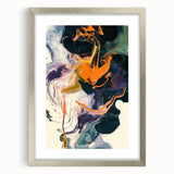 Colorful Abstract Wall Art – Expressive Orange and Dark Green Swirl