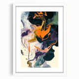 Colorful Abstract Wall Art – Expressive Orange and Dark Green Swirl