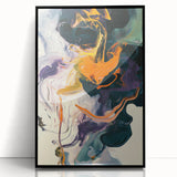 Colorful Abstract Wall Art – Expressive Orange and Dark Green Swirl