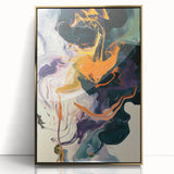 Colorful Abstract Wall Art – Expressive Orange and Dark Green Swirl