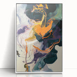 Colorful Abstract Wall Art – Expressive Orange and Dark Green Swirl
