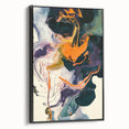 Colorful Abstract Wall Art – Expressive Orange and Dark Green Swirl