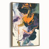 Colorful Abstract Wall Art – Expressive Orange and Dark Green Swirl