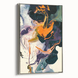 Colorful Abstract Wall Art – Expressive Orange and Dark Green Swirl