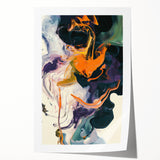 Colorful Abstract Wall Art – Expressive Orange and Dark Green Swirl