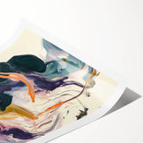 Colorful Abstract Wall Art – Expressive Orange and Dark Green Swirl