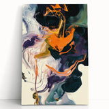 Colorful Abstract Wall Art – Expressive Orange and Dark Green Swirl