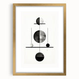 Abstract minimalist wall art framed in gold, featuring soft neutral tones and geometric shapes, designed to enhance modern home decor aesthetics.