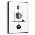 Framed minimalist abstract wall art in black, showcasing a sleek side view with sharp lines and a modern aesthetic, perfect for contemporary decor.