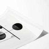 Abstract minimalist wall art print showcasing soft pastel colors and geometric shapes, elegantly rolled for display, perfect for modern home decor.